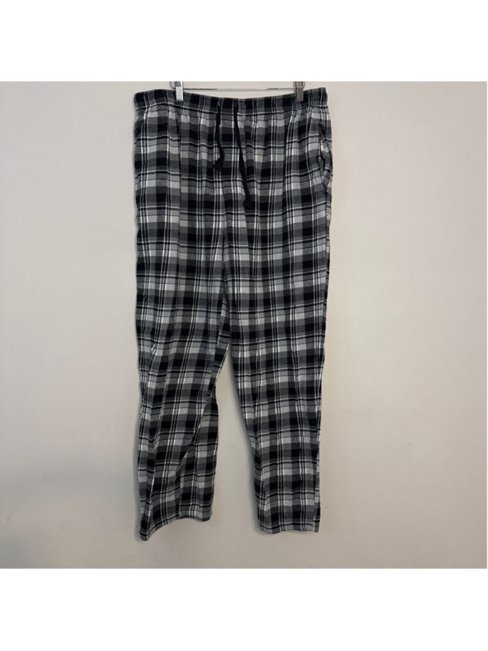 Men's IZOD Black White Plaid Flannel Pajama Pants XL - [LP581]